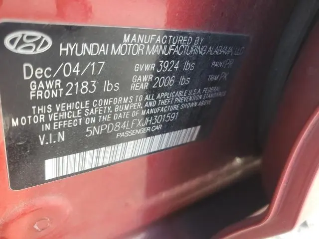 2018 HYUNDAI ELANTRA SEL  