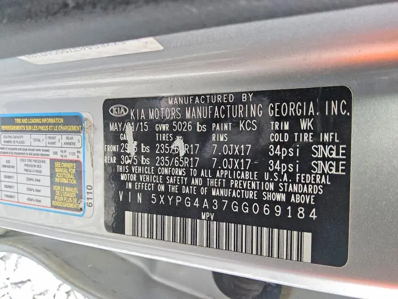 2016 KIA SORENTO L  
