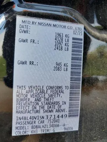 2025 NISSAN ALTIMA SV  