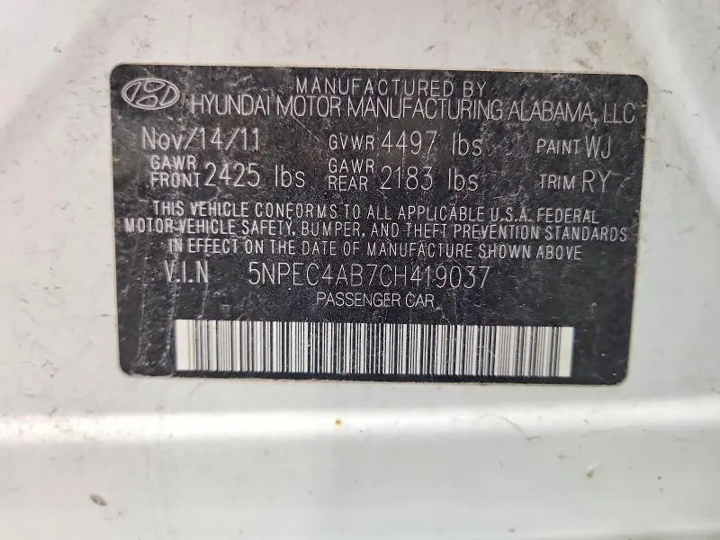 2012 HYUNDAI SONATA SE 2.0T  
