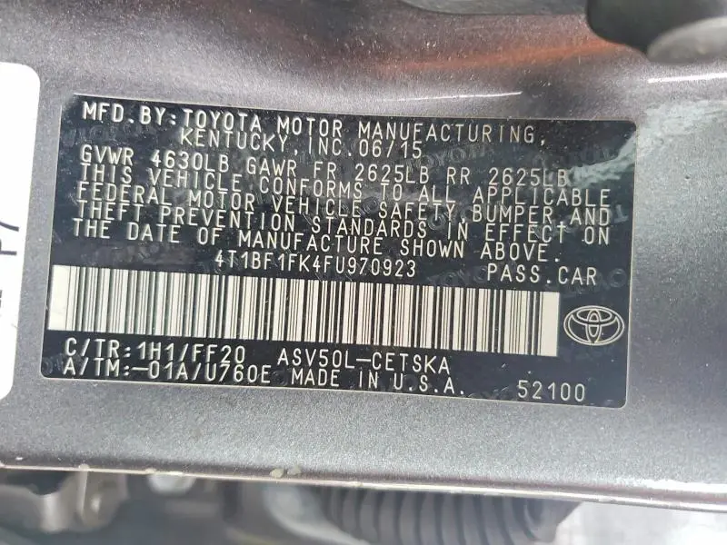 2015 TOYOTA CAMRY LE  