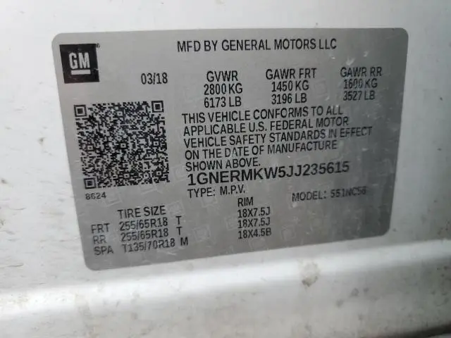 2018 CHEVROLET TRAVERSE LT  