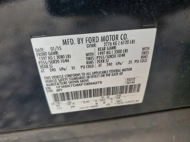 2015 FORD EXPLORER XLT  