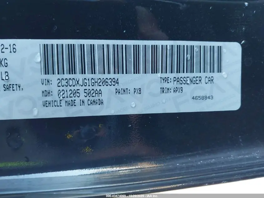 2016 DODGE CHARGER SXT