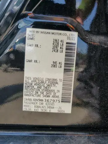 2021 NISSAN ALTIMA SV  