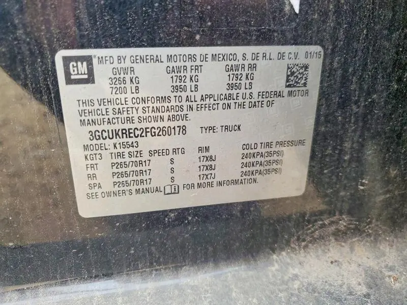 2015 CHEVROLET SILVERADO K1500 LT  