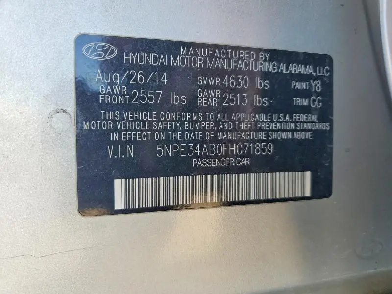 2015 HYUNDAI SONATA SPORT 2.0T  