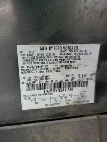 2019 FORD TAURUS LIMITED  