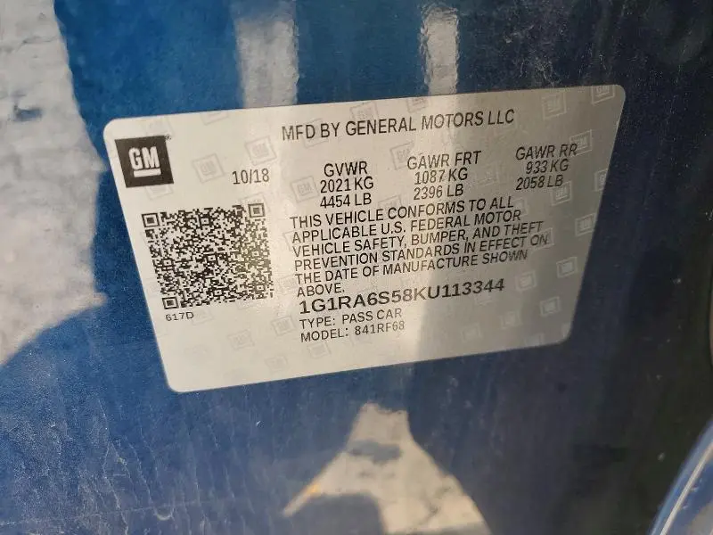 2019 CHEVROLET VOLT LT  