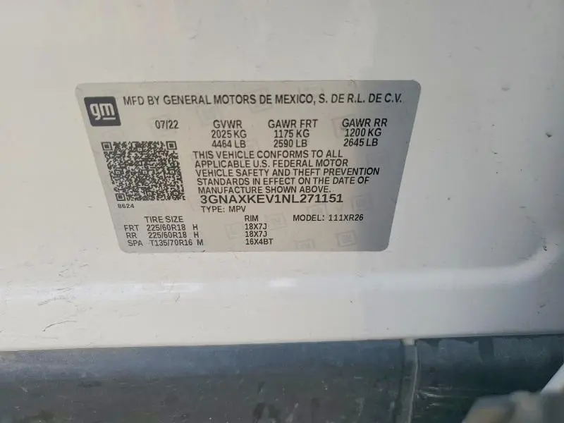 2022 CHEVROLET EQUINOX LT  