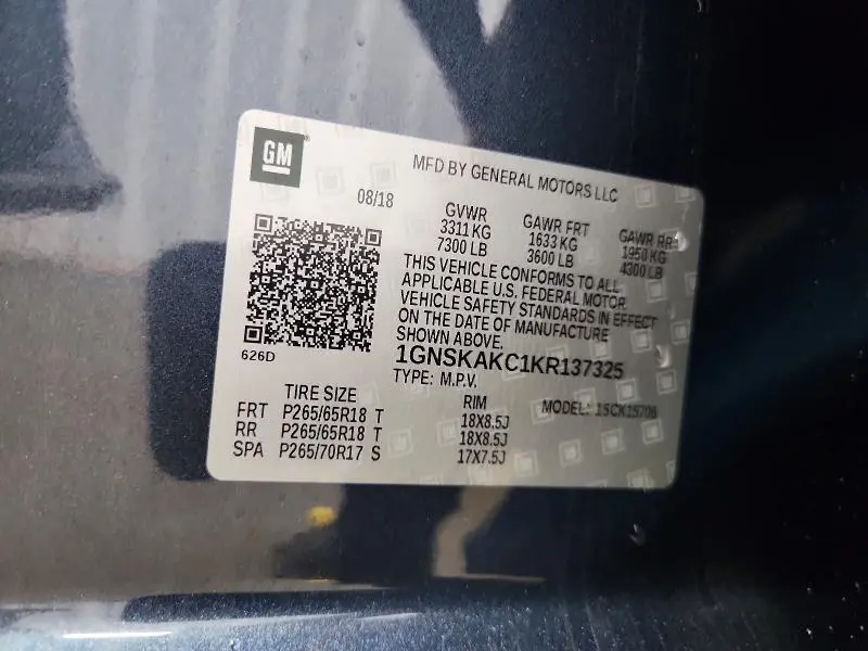 2019 CHEVROLET TAHOE K1500 LS  