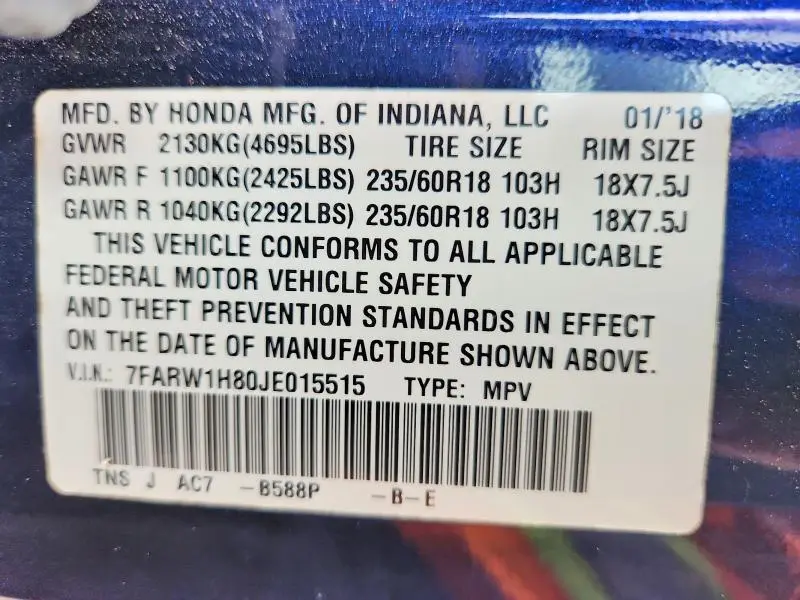 2018 HONDA CR-V EXL  