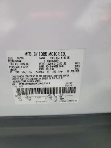 2019 FORD EXPLORER XLT  