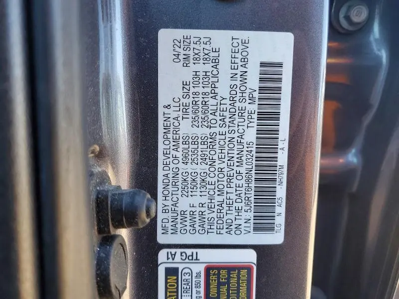 2022 HONDA CR-V EXL  