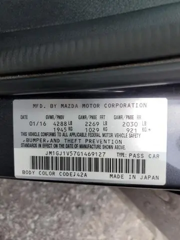 2016 MAZDA 6 TOURING  