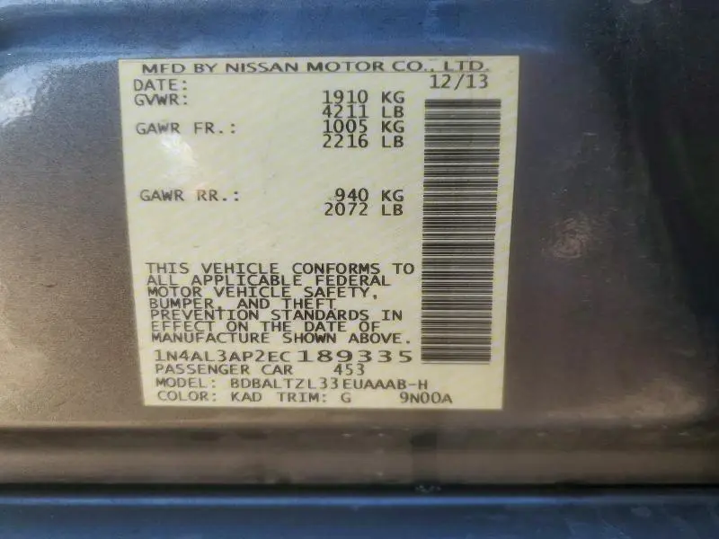 2014 NISSAN ALTIMA 2.5 SV  