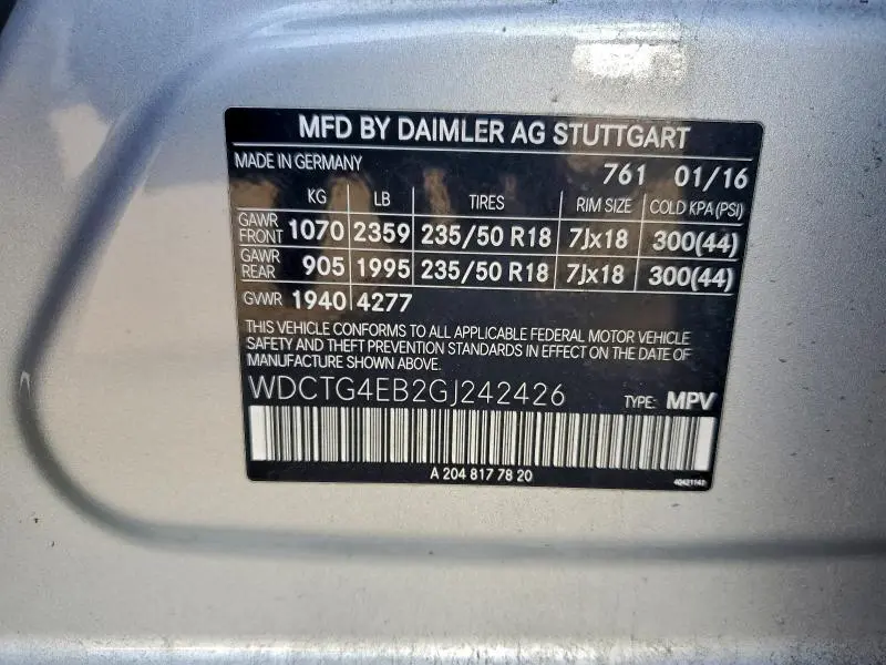 2016 MERCEDES-BENZ GLA 250  