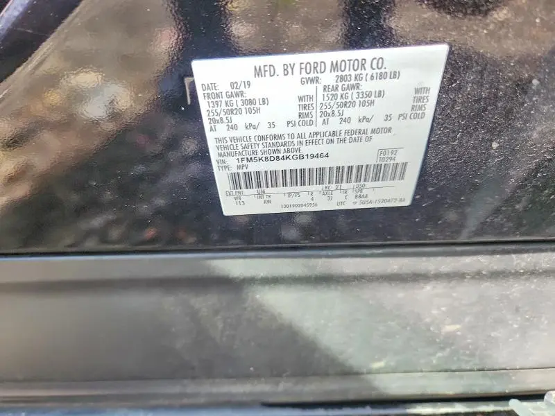 2019 FORD EXPLORER XLT  
