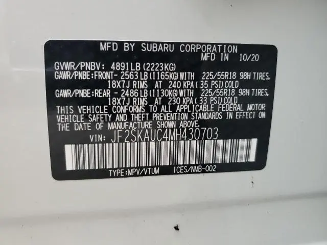 2021 SUBARU FORESTER LIMITED  