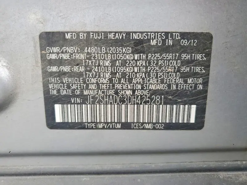 2013 SUBARU FORESTER 2.5X PREMIUM  