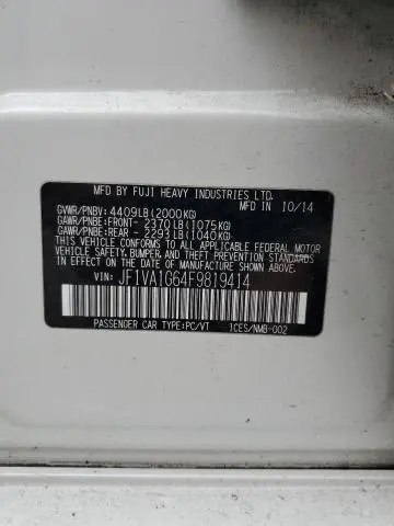 2015 SUBARU WRX LIMITED  