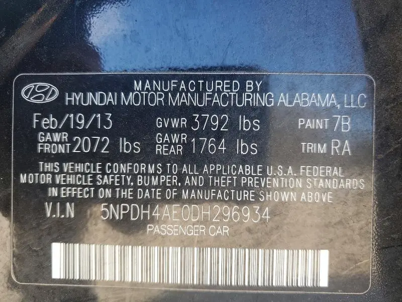 2013 HYUNDAI ELANTRA GLS  