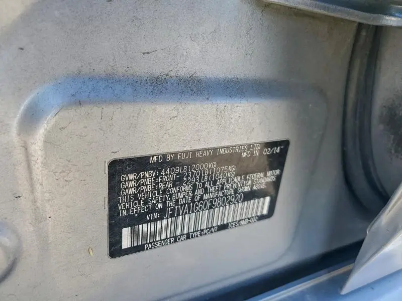 2015 SUBARU WRX LIMITED  