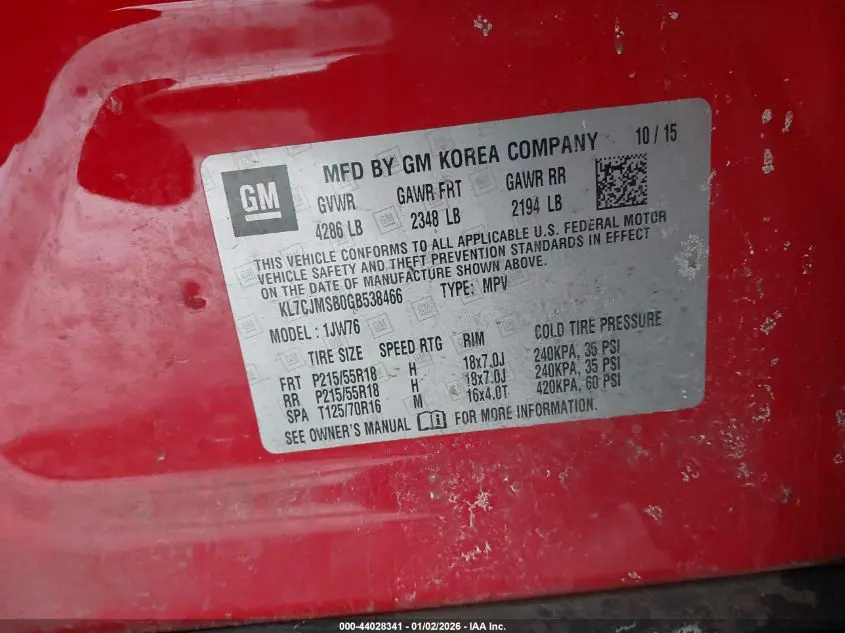 2016 CHEVROLET TRAX LTZ