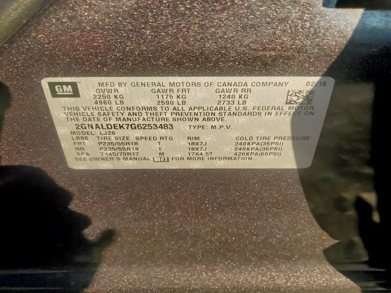 2016 CHEVROLET EQUINOX LTZ  