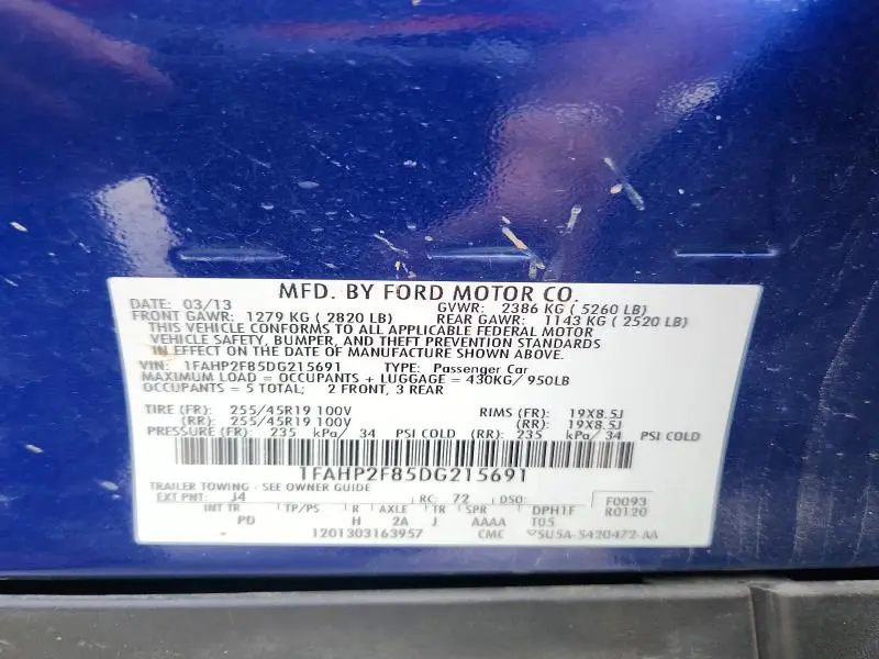 2013 FORD TAURUS LIMITED  