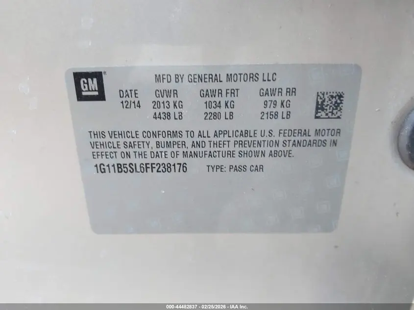 2015 CHEVROLET MALIBU LS