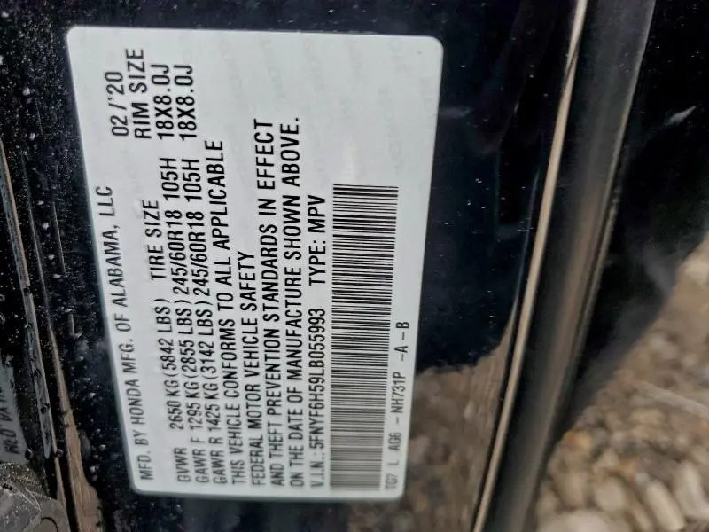 2020 HONDA PILOT EXL  