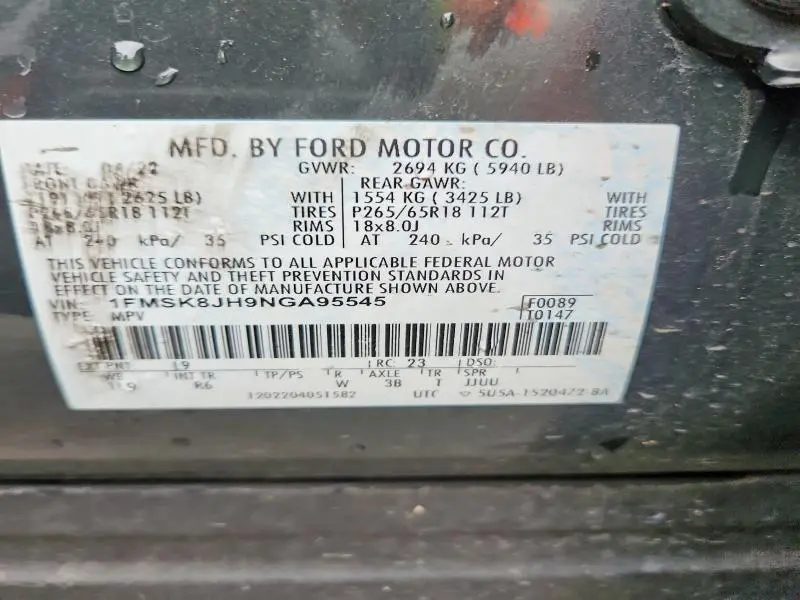 2022 FORD EXPLORER TIMBERLINE  