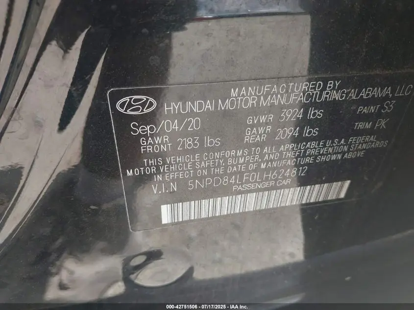 2020 HYUNDAI ELANTRA SEL