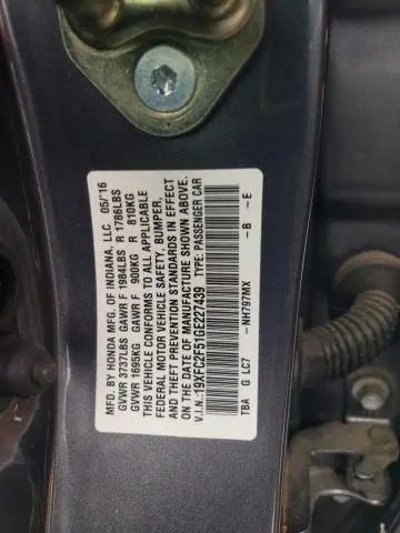 2016 HONDA CIVIC LX  