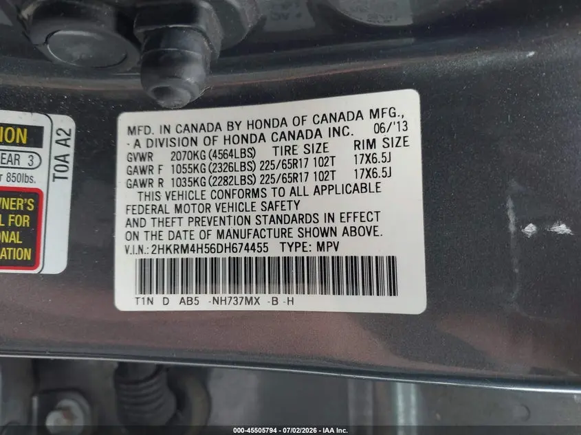 2013 HONDA CR-V EX