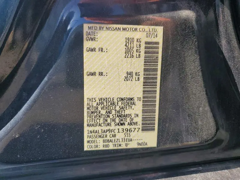 2015 NISSAN ALTIMA 2.5 S  