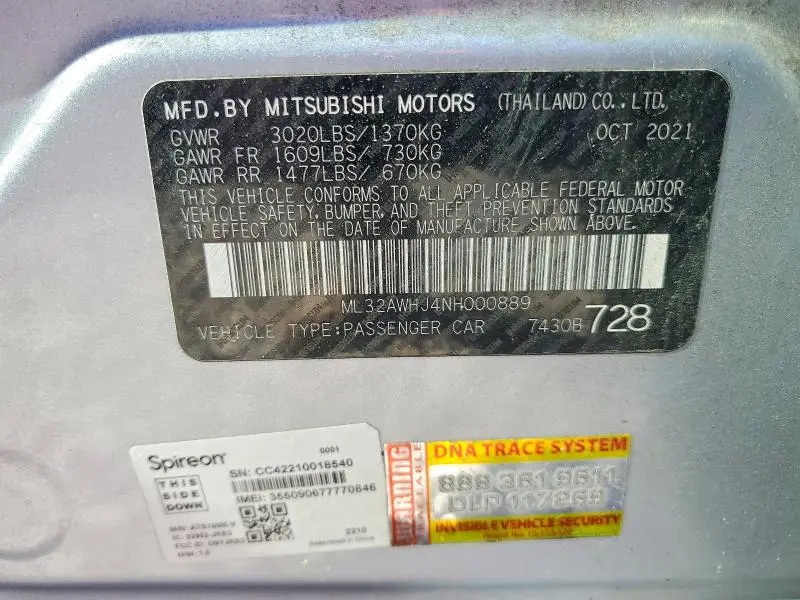 2022 MITSUBISHI MIRAGE SE  