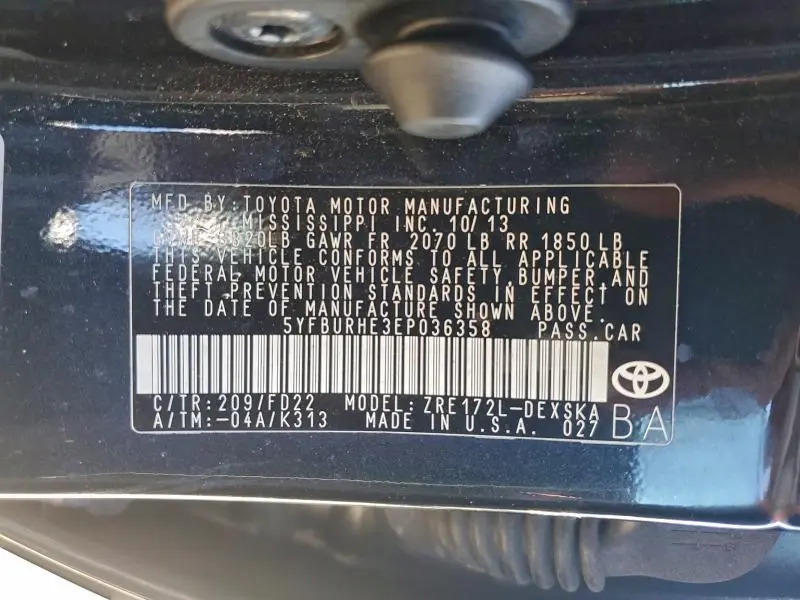 2014 TOYOTA COROLLA L  