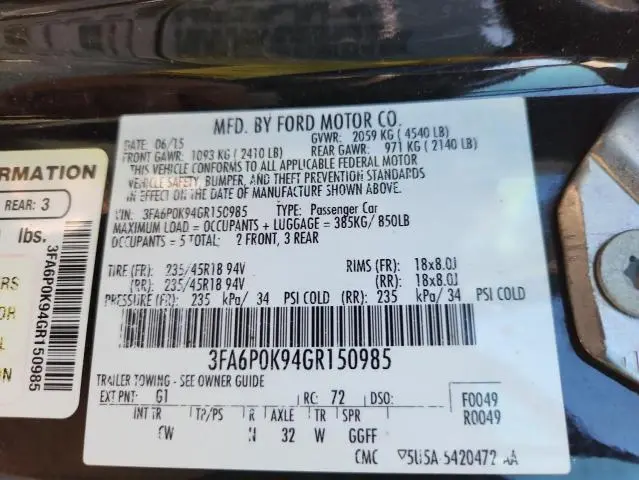 2016 FORD FUSION TITANIUM  