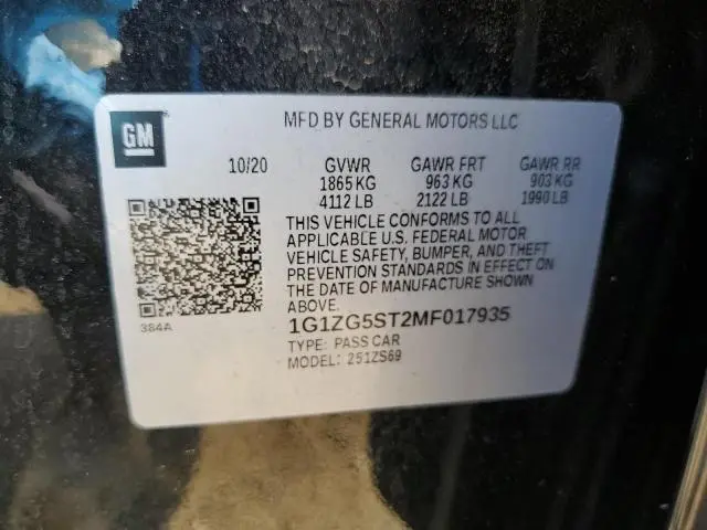 2021 CHEVROLET MALIBU RS  