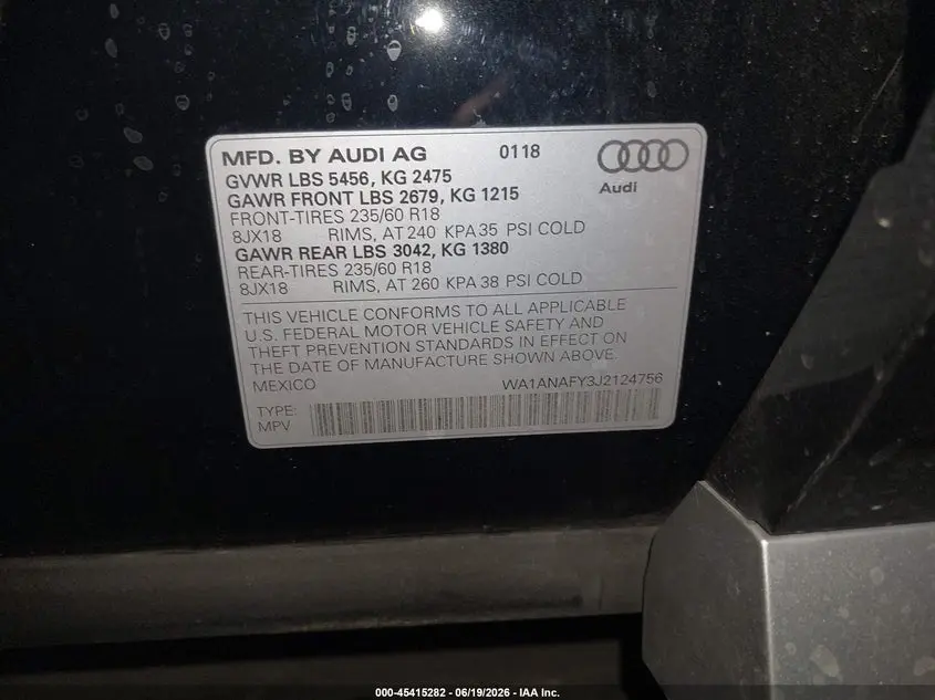 2018 AUDI Q5 2.0T PREMIUM/2.0T TECH PREMIUM