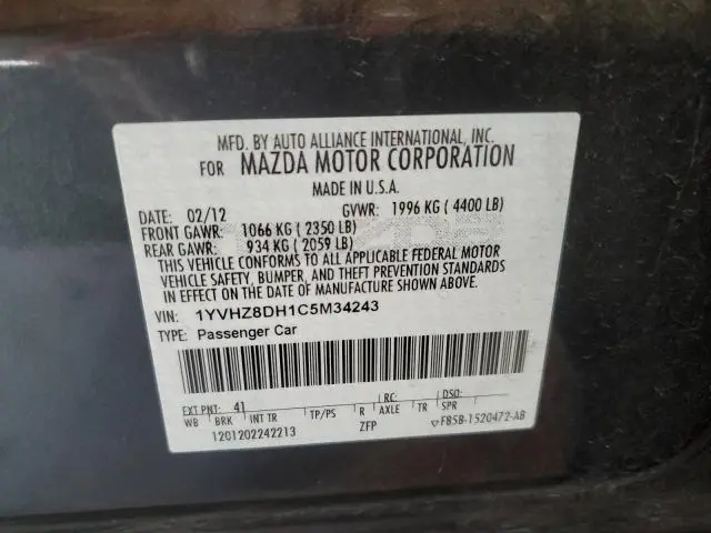 2012 MAZDA 6 I  