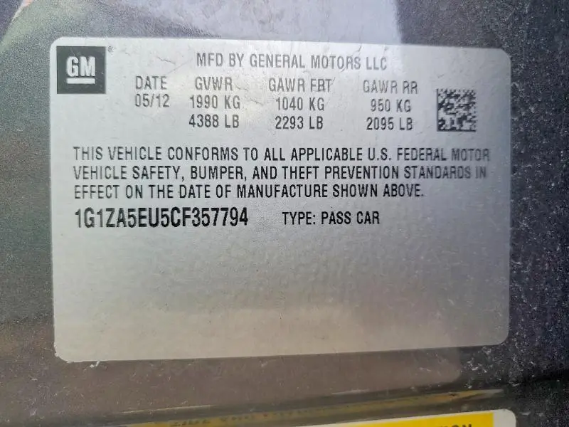 2012 CHEVROLET MALIBU LS  