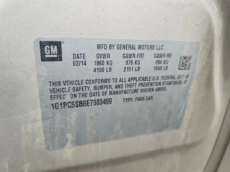 2014 CHEVROLET CRUZE LT  