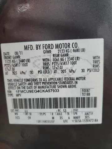 2012 FORD ESCAPE LIMITED  