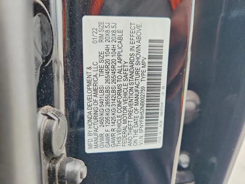 2022 HONDA PASSPORT EXL  