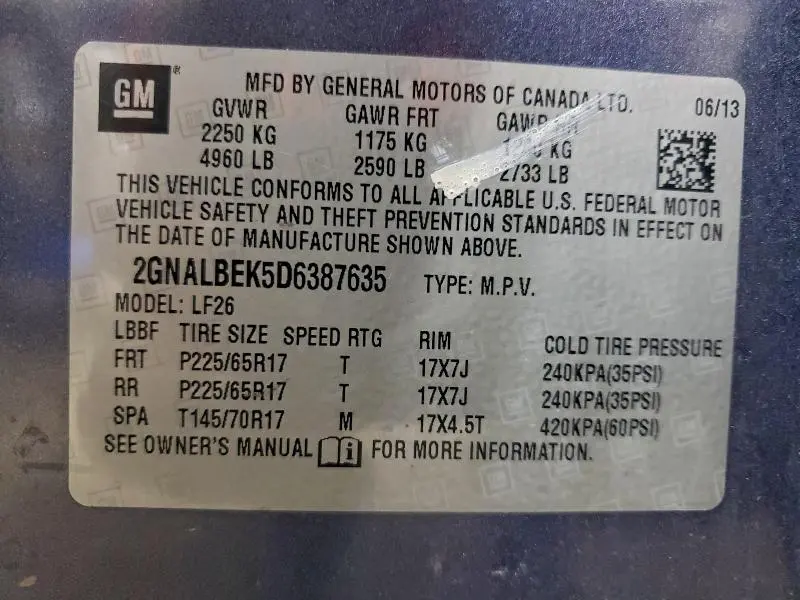 2013 CHEVROLET EQUINOX LS  