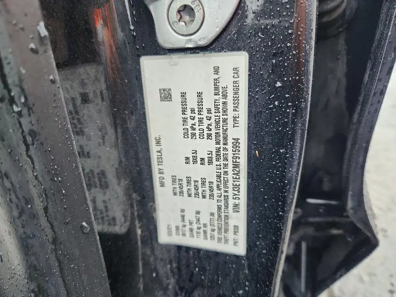 2021 TESLA MODEL 3   