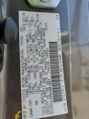 2011 TOYOTA TACOMA BASE  